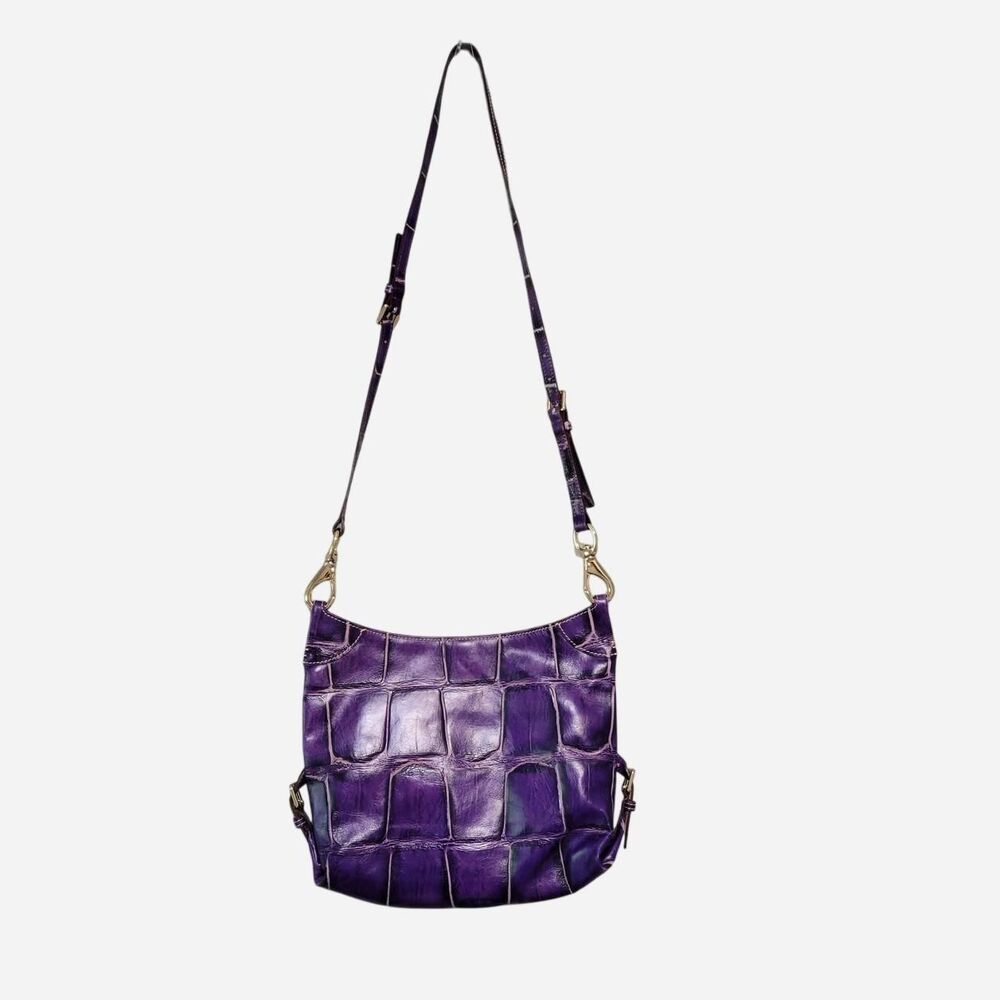 Dooney & Bourke Purple Fredrica Croc Embossed Leather Crossbody Purse - Picture 2 of 8
